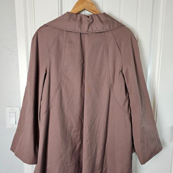 Vintage Rose Pink Trench Coat Womens Size XL Long 80s Retro Barbie Glam Rock - Picture 10 of 12